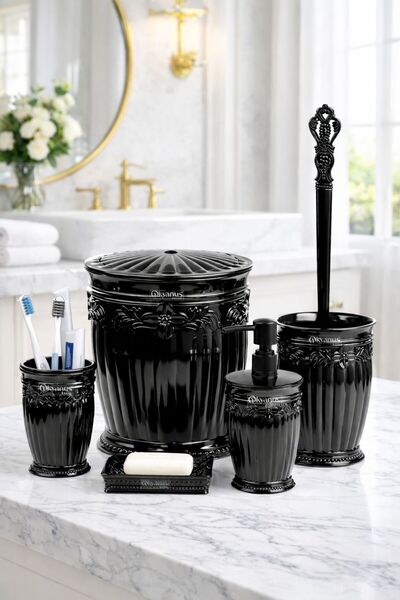 Okyanus Home Σετ μπάνιου Black Sultan Series 5 τεμαχίων