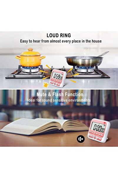 Yelajoy 24-Hour Digital Timer with Silent & Ring Modes, Magnetic Memory Function