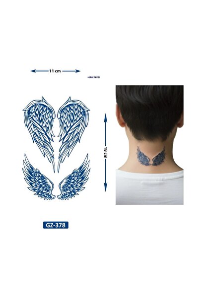 Airbrush Tattoo Kanat 18x11 1 Aylık Yarı Kalıcı Yapıştırma Geçici Dövme