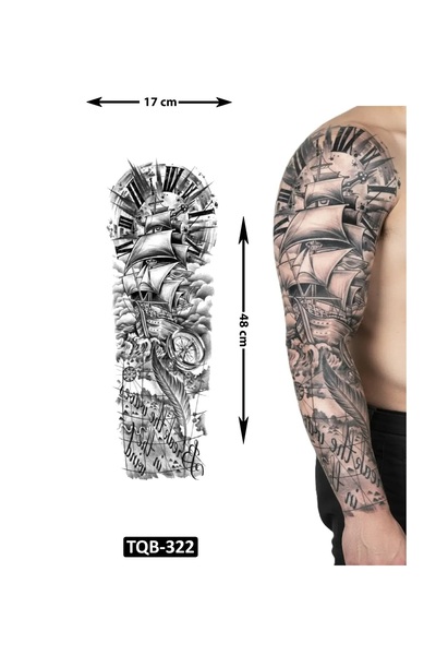 Airbrush Tattoo Gemi Tüy 1 Hafta Kalıcı Tam Kol Kaplama Bacak Yapıştırma Geçi...