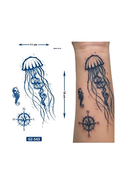 Airbrush Tattoo Deniz Anası 18x11 cm 1 Ay kalıcı Geçici Dövme Yapıştırma Dövme