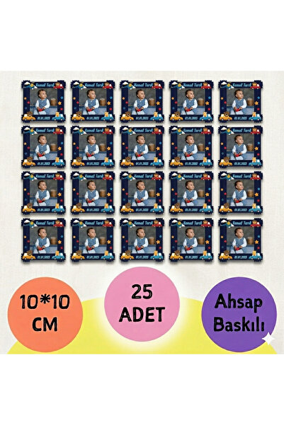 wonderlike Araba Figürlü Erkek Çocuk Foto Baskılı Magnet 25 Adet Doğum günü S...