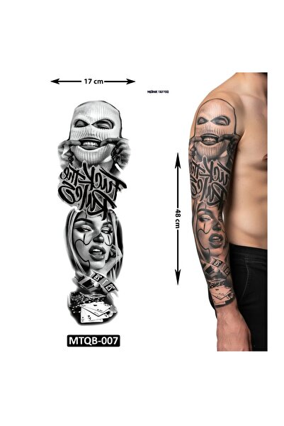 Airbrush Tattoo Şans 1 Hafta Kalıcı Tam Kol Bacak Yapıştırma Geçici Dövme 46 CM