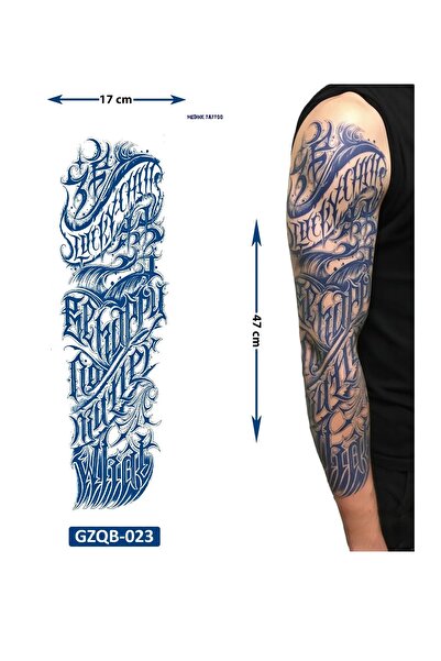 Airbrush Tattoo Gotik Yazılar 3 Hafta Kalıcı Tam Kol Bacak Kaplama Yapıştırma...