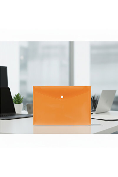 3A Snap Envelope File Transparent / Colored 18 Micron Orange 5 Pieces