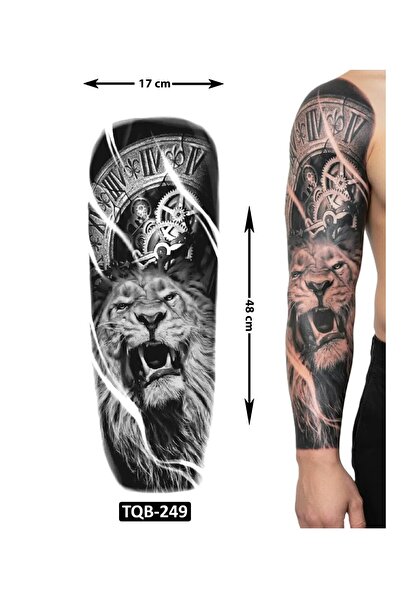 Airbrush Tattoo Aslan 1 Hafta Kalıcı Tam Kol Kaplama Bacak Yapıştırma Geçici ...