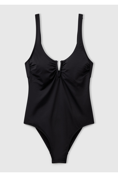 United Colors of Benetton Γυναικείο μαγιό σε μαύρο χρώμα με V-λαιμόκοψη και δ...