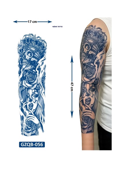 Airbrush Tattoo Kuru Kafa 3 Hafta Kalıcı Tam Kol Bacak Kaplama Yapıştırma Geç...