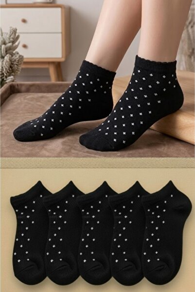 Esinti 5 ζευγάρια γυναικείες πολύχρωμες κάλτσες μποτάκια, μαύρες κάλτσες μέχρ...