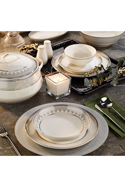 Bone Umbrella Platinum Gold 60-Piece Dinnerware Set for 12