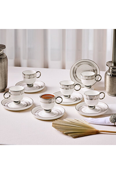 Aryıldız Aurelia Silver 12 Parça 6 Kişilik Kahve Fincan Takımı 90 ml