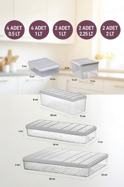 SELKA HOME 14'lü Set Nora Organizer Buzdolabı Buzluk Düzenleyici Saklama Kabı