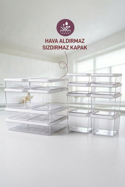 SELKA HOME 14'lü Set Nora Organizer Buzdolabı Buzluk Düzenleyici Saklama Kabı