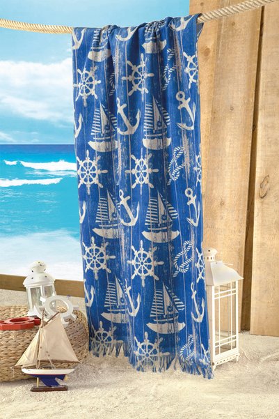 MAXSTYLE Anchor Βελούδινη Πετσέτα Θαλάσσης 70x160 εκ.