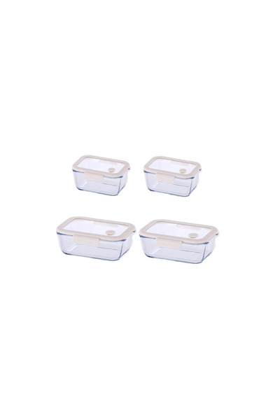 NEOFLAM Fika Glace Bej Vakumlu 4 Parça Saklama Kabı 460 ML + 800 ML