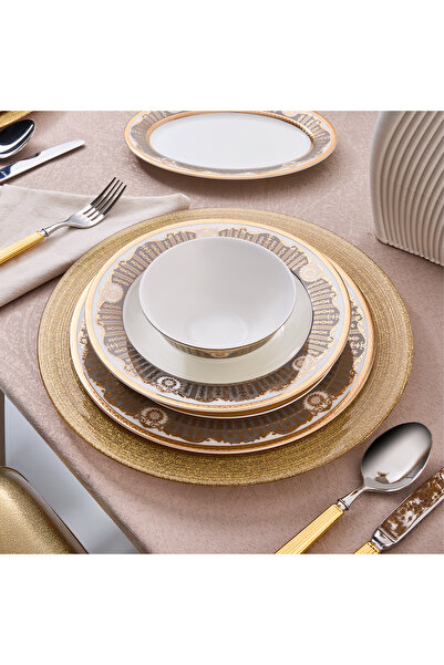EVALIZA The Queen Gold 60 Parça 12 Kişilik Yemek Takımı