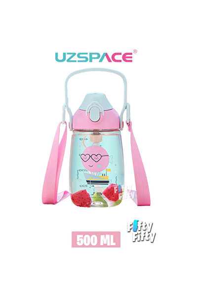 Uzspace Tritan Pipetli Çocuk Matarası Pembe 500 ml