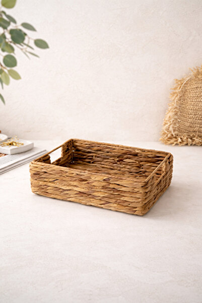 KaiHome سلة تنظيم الخوص - منظم تصميم مستطيل