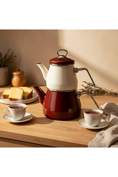 Bambum إبريق شاي لومينو مطلي بالمينا باللون البني