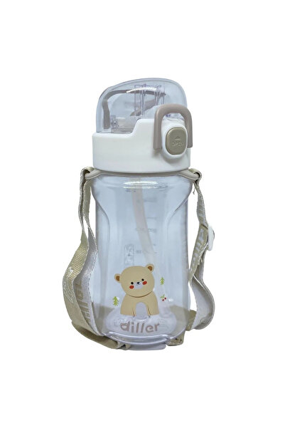DILLER Tritan Children's Water Bottle with Straw White 550 ml