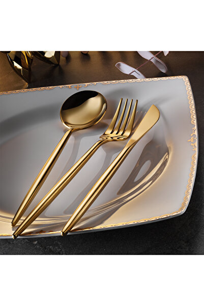 Aryıldız Versay Gold 6-Person Fork Spoon Knife Set - 36 Pieces