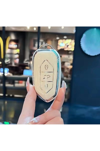 emii auto spare parts Συμβατή θήκη κλειδιού Togg T10X T10F Λευκό Ασημί Πολυτε...