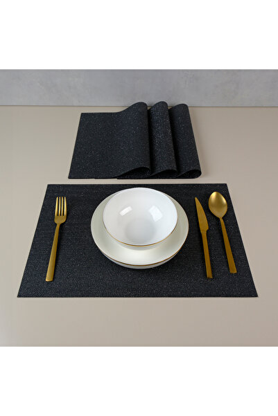 MAXSTYLE Shine Black 4 Piece American Service Set 30X45 cm
