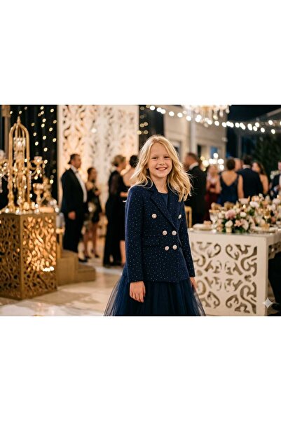 Hilal Akıncı Kids Μπλέιζερ Παλτό Mother Daughter με Πέτρινη Λεπτομέρεια