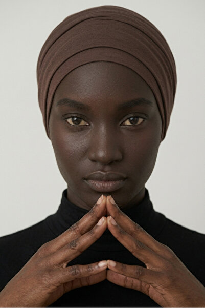 elysianfidan Στιγμιαίο τουρμπάνι με επένδυση διπλής στρώσης καφέ Hijab Εξωτερ...