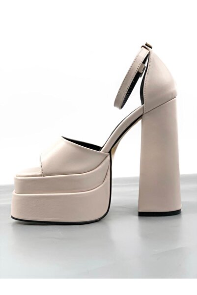 Les Passent Παπούτσια Zoon Beige Skin High Double Platform Ανοιχτό Μπροστινό ...