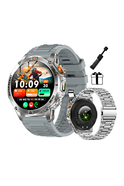 gitech Men’s Metal Smartwatch with Bluetooth Calling, Flashlight, Health Moni...