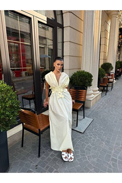 Friday Mood Γυναικείο φόρεμα με λουλούδια με λεπτομέρεια με κορδόνι