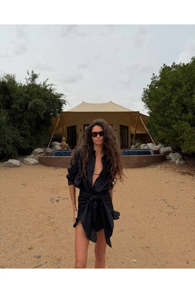 Friday Mood Γυναικείο φόρεμα πουκάμισο με λεπτομέρεια μπροστινό δέσιμο