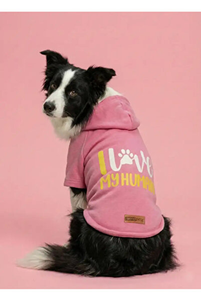 MPZ Pets Cat and Dog Outfit & Dress - Pink Hoodie I Love Human