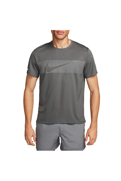 Nike Ανδρικό μπλουζάκι τρεξίματος Miler Flash Dri-FIT SS 2024 - Γκρι - L