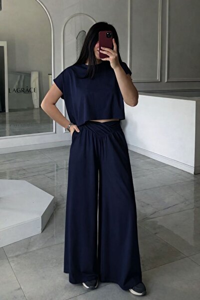 Get Crazy Γυναικείο Σετ Μπλουζάκι και Παντελόνι με Ελαστική Μέση, Κομψό Σετ Π...