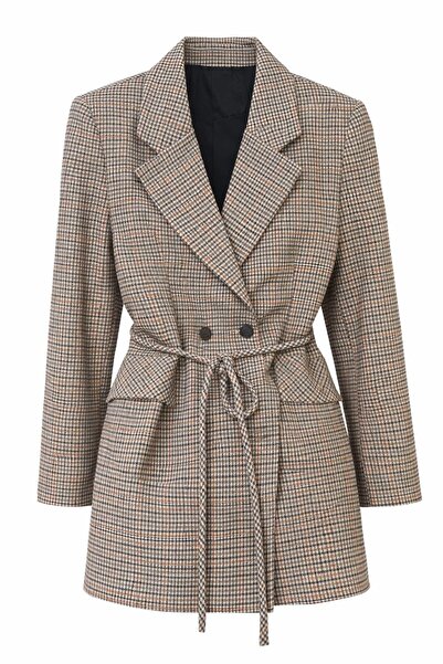 Bemore34 İP DETAYLI EKOSE BLAZER CEKET