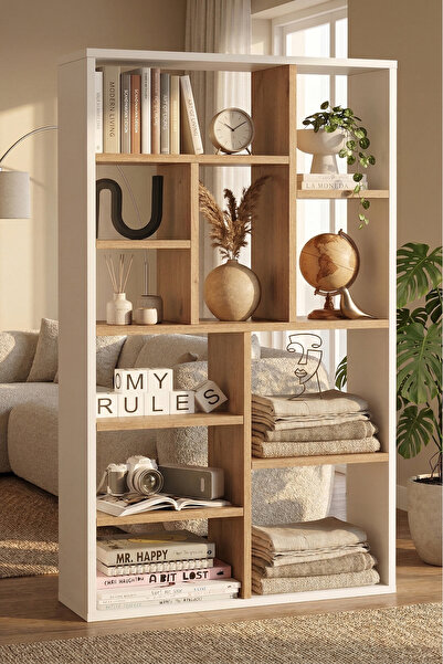 Yurudesign Traft Kitaplık 124cm Sepet-Beyaz TF1-SW