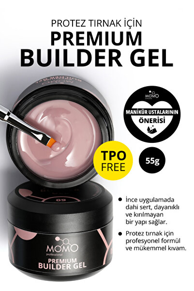 MOMO professional Premium Builder Gel, Protez Tırnak Jeli No.09, Vizon, 55 gr