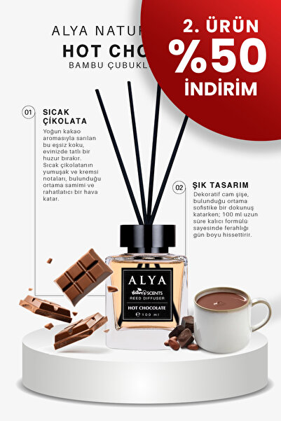 ALYA Nature's Scents Hot Chocolate Bambu Çubuklu Oda Kokusu- Sıcak Çikolata K...