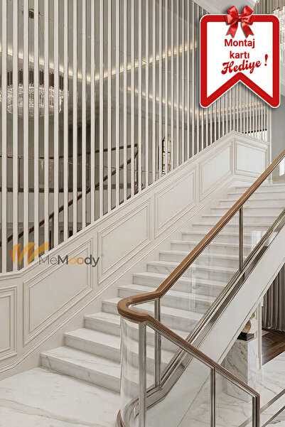 Memoody Dekoratif Yapışkanlı Şerit Pleksi Gümüş Ayna 5 Adet 2,5x100cm