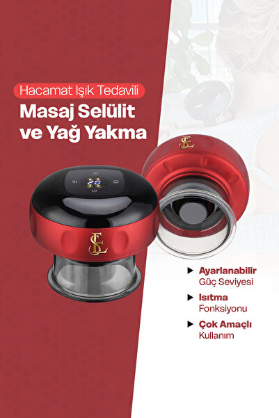 Mega Plus Şarjlı Kupa Çekme Kas Stimülatörü Vakum Akupunktur Hacamat Işık Ted...