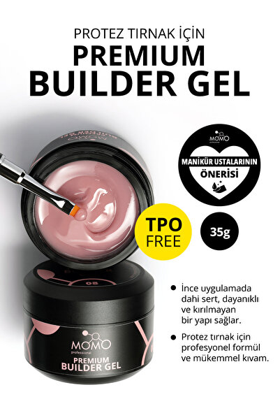 MOMO professional Premium Builder Gel, Protez Tırnak Jeli No.08, Gül Kurusu, ...