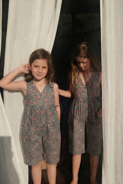 Cigit Patterned Viscose Jumpsuit 2-8 Years Green