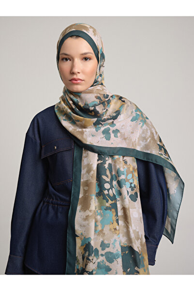 Ayshara Tomurcuk Yaprak Με σχέδιο Μονόπλευρο Σάλι - Πετρελαιοπράσινο