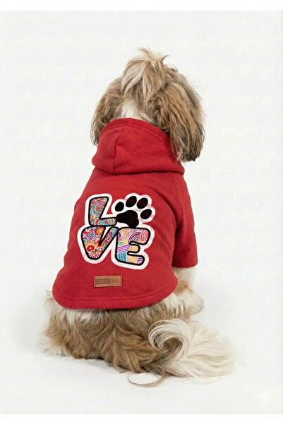 MPZ Pets Cat and Dog Outfit & Gown - Red Hoodie Love