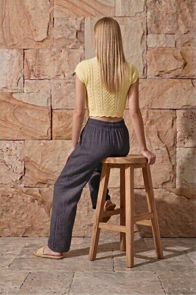 Shiron Sportswear&Company Smoked Muslin Palazzo Pants 100% Organic Cotton