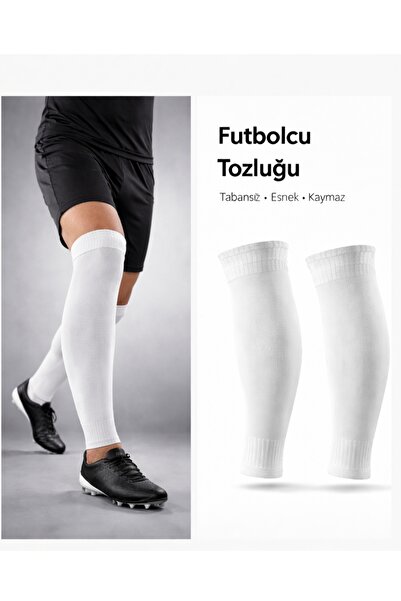 hn sport Tekmelik Tutucu Tozluk Tabansız Futbolcu Çorabı Beyaz | Kaymaz Elast...