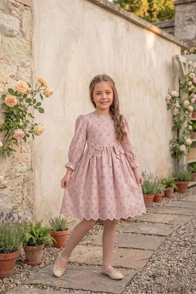 Pina Kids Rochie elastică cu mânecă lungă și panglici pentru fete ELB2674