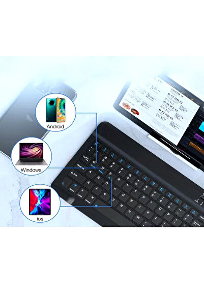 MAXGO 3159 Kablosuz Bluetooth Klavye Mouse Set Şarjlı Tablet-Telefon-ipad ile Uyumlu Türkçe Siyah